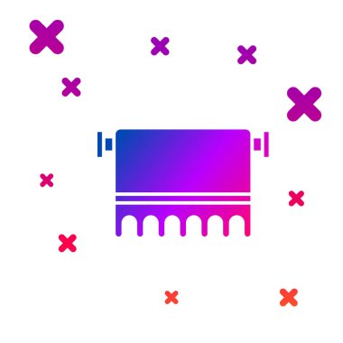 Askı simgesindeki renk havlusu beyaz arkaplanda izole edildi. Banyo havlusu ikonu. Kademeli rastgele dinamik şekiller. Vektör