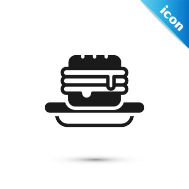 Gri Junk yiyecek simgesi beyaz arkaplanda izole edildi. Yasak sosisli sandviç. Fast food işareti yok. Vektör