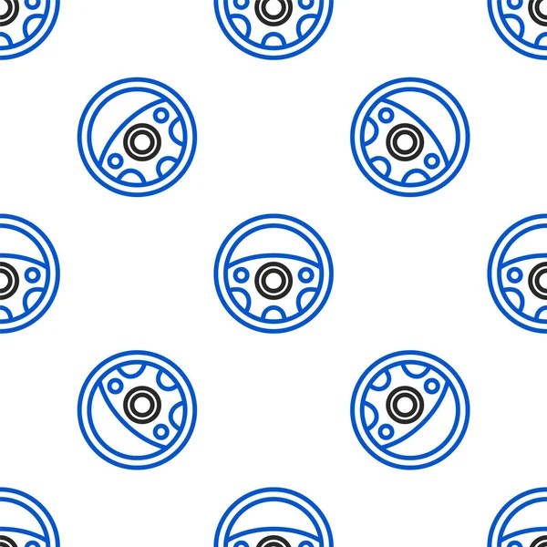 Çizgili direksiyon simgesi beyaz arkaplanda izole edilmiş kusursuz desen. Araba tekeri ikonu. Renkli taslak konsepti. Vektör