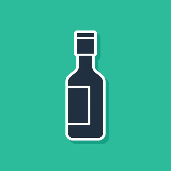 Icône de bouteille de vin juive bleue isolée sur fond vert. Vecteur — Image vectorielle