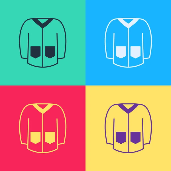 Pop art icono del suéter aislado en el fondo de color. Icono del jersey. Señal de sudadera. Vector — Archivo Imágenes Vectoriales