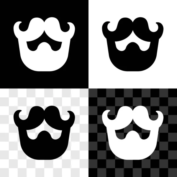 Ustaw wąsy i ikonę brody izolowane na czarno-białym, przezroczystym tle. Symbol zakładu fryzjerskiego. Fryzura na twarzy. Wektor — Wektor stockowy