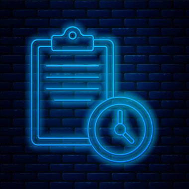 Parlayan neon hattı spor eğitim programı ya da duvarda izole edilmiş fitness planı ikonu. Vektör