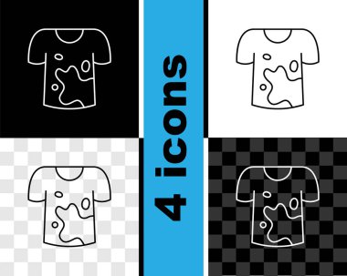 Kirli tişört simgesini siyah beyaz, şeffaf arkaplanda ayır. Vektör