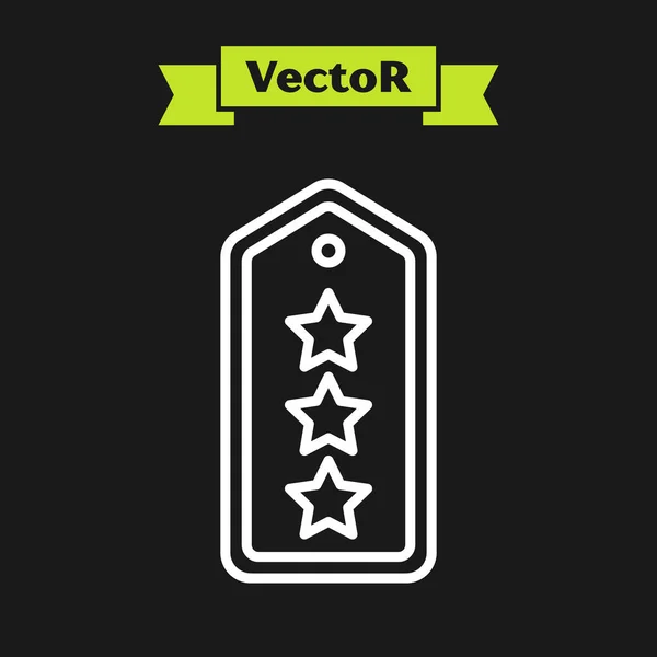 Witte lijn Militaire rang pictogram geïsoleerd op zwarte achtergrond. Militaire badge teken. Vector — Stockvector