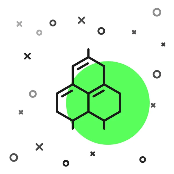 Linea nera Icona di formula chimica isolata su sfondo bianco. Esagono astratto per la medicina dell'innovazione, la salute, la ricerca e la scienza. Vettore — Vettoriale Stock