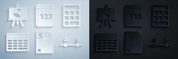 Establecer Prueba Hoja Examen Calculadora Gráfico Horario Gráfico Diagrama Libro — Vector de stock