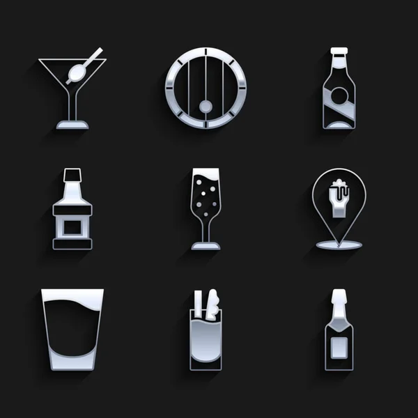 Set Coupe Champagne Cocktail Bloody Mary Bouteille Champagne Alcool Bière — Image vectorielle
