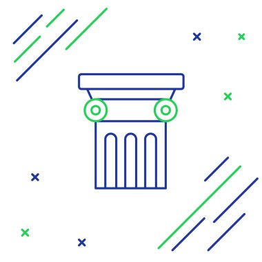 Beyaz arkaplanda çizgi hukuku sütun simgesi izole edildi. Renkli taslak konsepti. Vektör