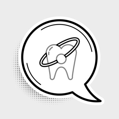 Çizgi Diş beyazlatma konsepti simgesi gri arkaplanda izole edildi. Diş hekimliği kliniği ya da diş hekimliği merkezi için diş sembolü. Renkli taslak konsepti. Vektör