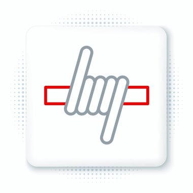 Beyaz arkaplanda çizgi dikenli tel simgesi izole edildi. Renkli taslak konsepti. Vektör