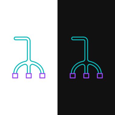 Çizgili baston simgesi beyaz ve siyah arkaplanda izole edilmiş. Renkli taslak konsepti. Vektör