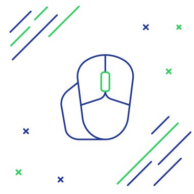 Satır Bilgisayar fare simgesi beyaz arkaplanda izole edildi. Tekerlek sembollü optik. Renkli taslak konsepti. Vektör