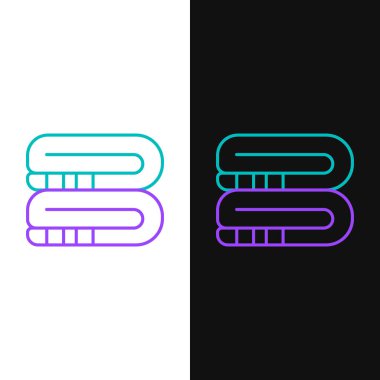 Çizgi havlu yığını simgesi beyaz ve siyah arkaplanda izole edildi. Renkli taslak konsepti. Vektör