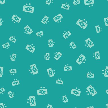 Green Stacks kağıt para para ikonu yeşil arka planda kusursuz desen izole. Para desteleri. Para birimi. Vektör