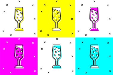 Renkli arka planda izole edilmiş şampanya ikonu. Vektör