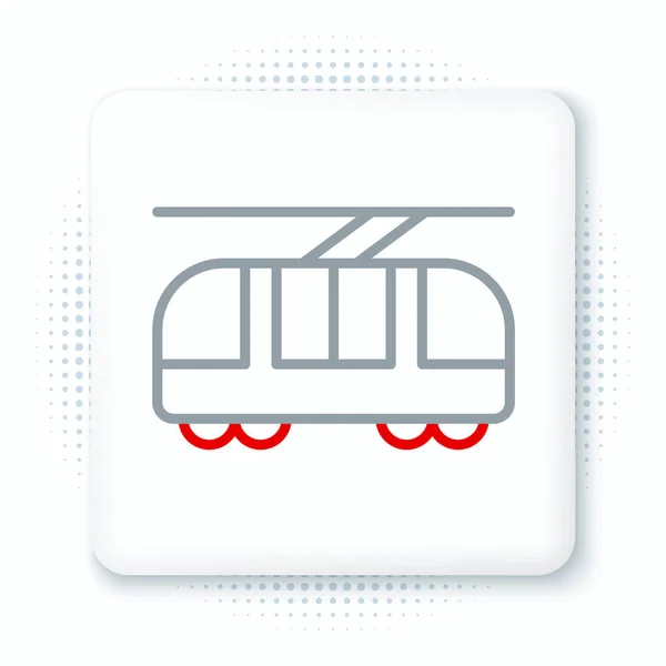 Línea Tranvía e icono del ferrocarril aislado sobre fondo blanco. Símbolo de transporte público. Concepto de esquema colorido. Vector — Vector de stock