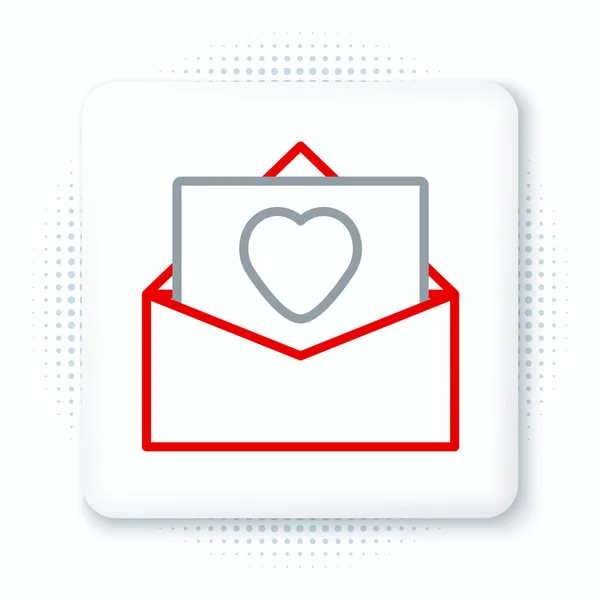 Beyaz arka planda Sevgililer Günü kalp ikonu olan Line Envelope. Mesaj aşkım. Aşk ve romantizm mektubu. Renkli taslak konsepti. Vektör — Stok Vektör