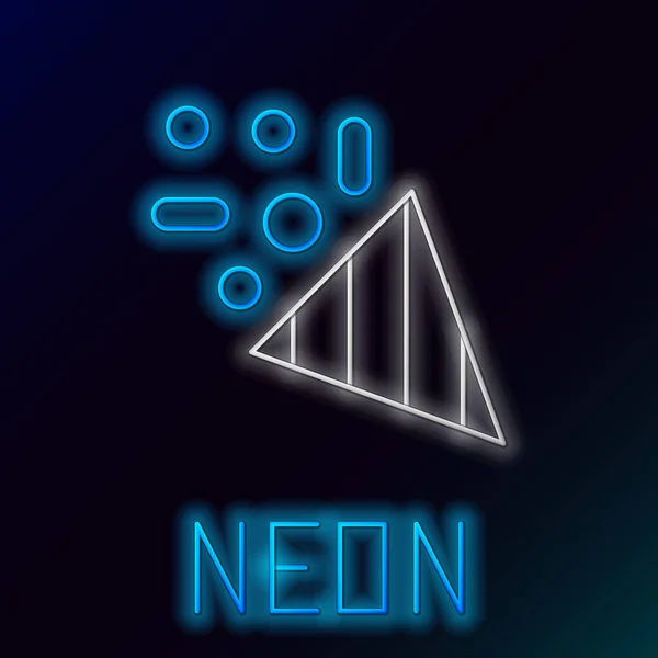 Glödande neon line Festlig konfetti ikon isolerad på svart bakgrund. Färgstarkt skisskoncept. Vektor — Stock vektor