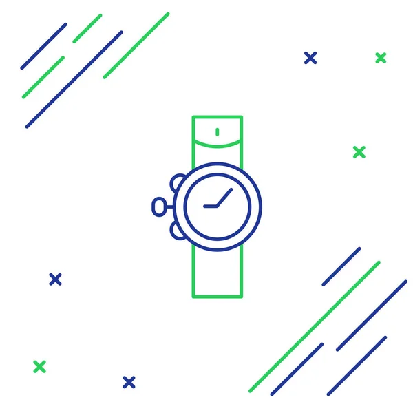 Line Wrist icono del reloj aislado sobre fondo blanco. Icono del reloj de pulsera. Concepto de esquema colorido. Vector — Vector de stock