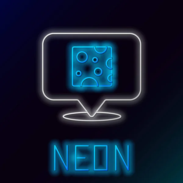 Leuchtende Neon-Linie Käse-Symbol isoliert auf schwarzem Hintergrund. Buntes Rahmenkonzept. Vektor — Stockvektor