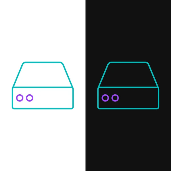 Line Server, Data, Web Hosting Icon isoliert auf weißem und schwarzem Hintergrund. Buntes Rahmenkonzept. Vektor — Stockvektor