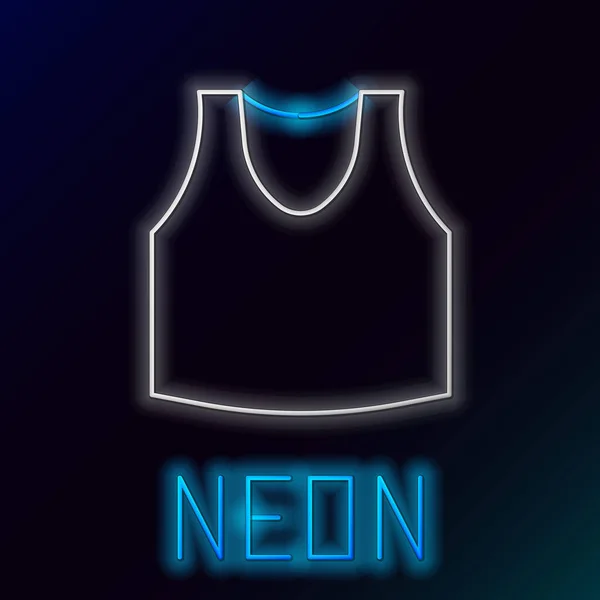 Ragyogó neon vonal Undershirt ikon elszigetelt fekete háttér. Színes vázlat koncepció. Vektor — Stock Vector