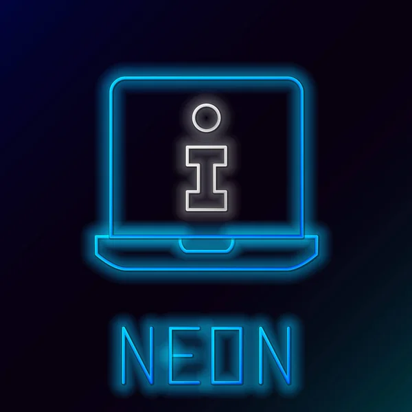 Gloeiende neon lijn Informatie icoon geïsoleerd op zwarte achtergrond. Kleurrijk concept. Vector — Stockvector