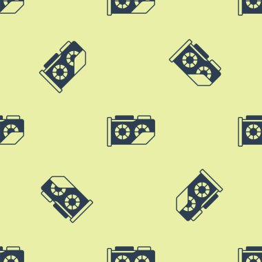 Mavi Video Grafik Kart simgesi sarı arkaplandaki kusursuz deseni izole etti. Vektör