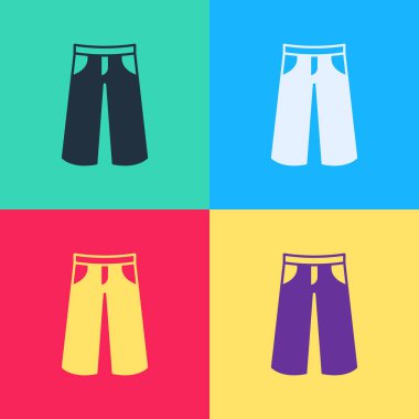 Pop Art Pants simgesi renk arkaplanında izole edildi. Pantolon imzası. Vektör