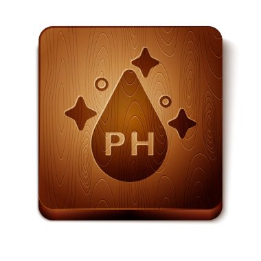 Kahverengi organik yağ, beyaz arka planda izole edilmiş saç bakımı ikonu. Saç yağı uzuyor. Tahta kare düğme. Vektör