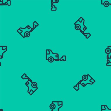 Mavi çizgi araba egzoz ikonu yeşil arka planda izole edilmiş pürüzsüz desen. Vektör