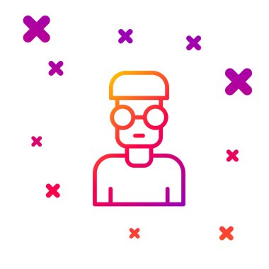 Renk çizgisi İnek simgesi beyaz arkaplanda izole edildi. Kademeli rastgele dinamik şekiller. Vektör