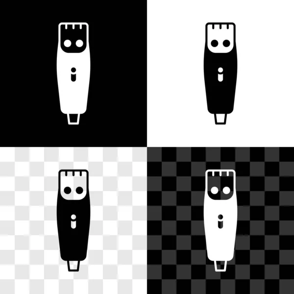 Set Tondeuse électrique ou icône de rasoir isolé sur fond noir et blanc transparent. Symbole du coiffeur. Vecteur — Image vectorielle