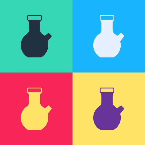 Pop art Test tube and flask chemical laboratory test icon isolated on color background. Laboratory glassware sign. Vector — Stock Vector