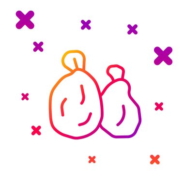 Beyaz arkaplanda renk çizgisi çöp poşeti simgesi izole edildi. Kademeli rastgele dinamik şekiller. Vektör