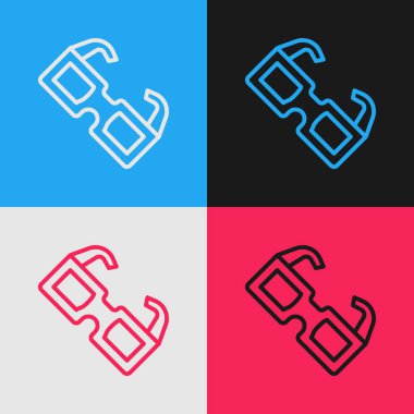 Pop sanat çizgisi Gözlük simgesi renk arkaplanında izole edildi. Vektör