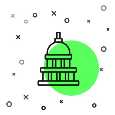 Beyaz arka planda siyah çizgi ikonu izole edildi. Washington DC mi? Vektör