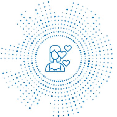 Mavi çizgi Kendini beyaz arka planda izole edilmiş bir ikon sev. Kendini sev. Kişisel bakım ve mutluluk. Soyut çember rastgele noktalar. Vektör