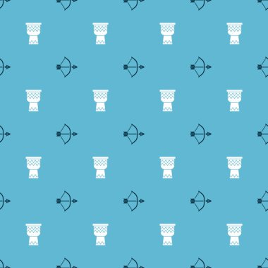 Ok ve yay 'ı ok kılıfına ve Drum' u kusursuz desene ayarlayın. Vektör