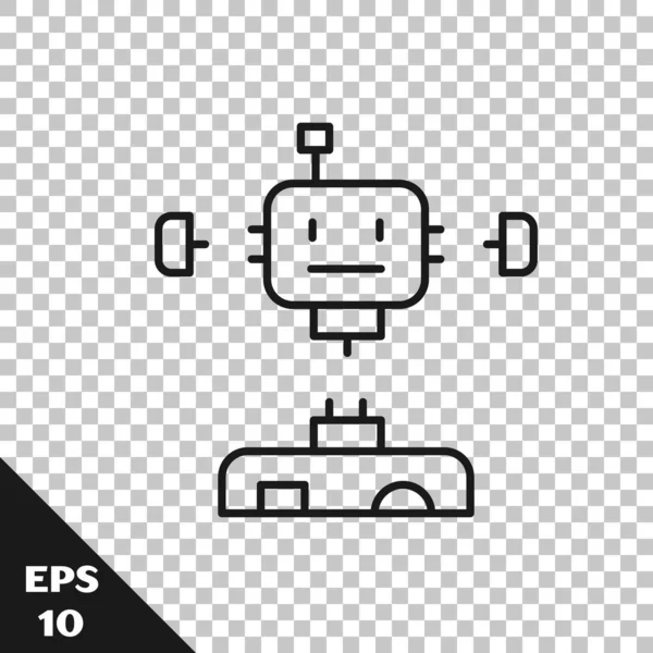 Czarna linia Rozmontowana ikona robota izolowana na przezroczystym tle. Sztuczna inteligencja, uczenie maszynowe, chmura obliczeniowa. Wektor — Wektor stockowy
