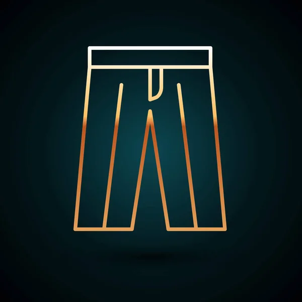 Linea oro Icona dei pantaloni isolata su sfondo blu scuro. Firma dei pantaloni. Vettore — Vettoriale Stock