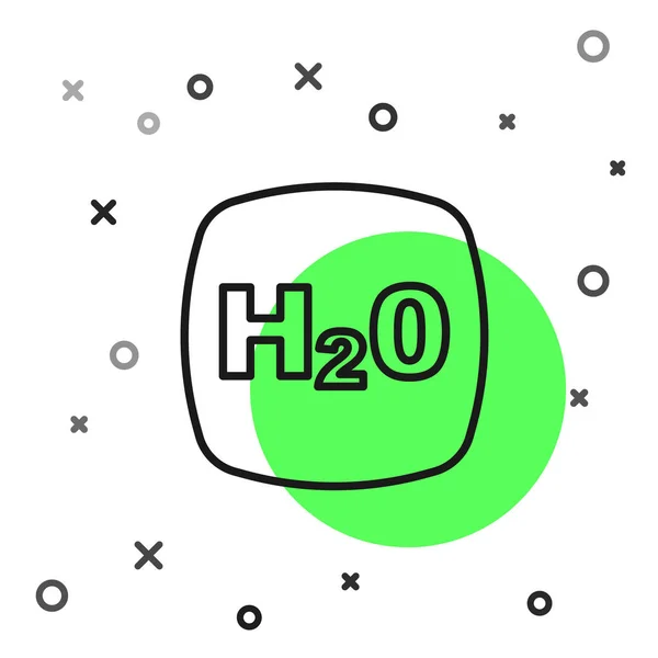 Línea negra Fórmula química para gotas de agua Icono en forma de H2O aislado sobre fondo blanco. Vector — Archivo Imágenes Vectoriales