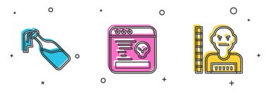 Kokteyl molotofunu, sistem hatasını ve şüpheli suç simgesini ayarla. Vektör