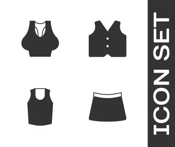 Conjunto de Falda, Camiseta y Chaleco icono. Vector — Vector de stock