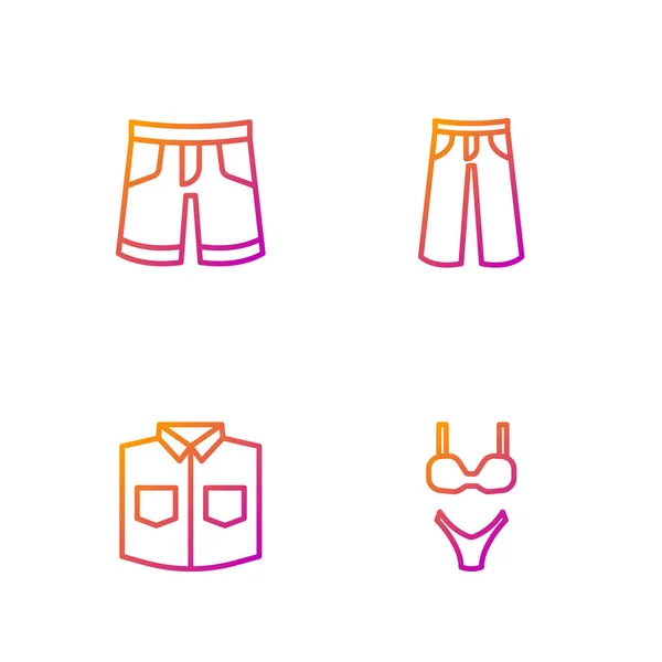 Definir linha Swimsuit, Camisa, Curto ou calças e Calças. Ícones de cores gradientes. Vetor —  Vetores de Stock