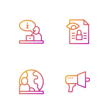 Megaphone Hattı, Dünya Haberleri, Televizyon Raporu ve Gazeteci Araştırması. Renk simgeleri. Vektör