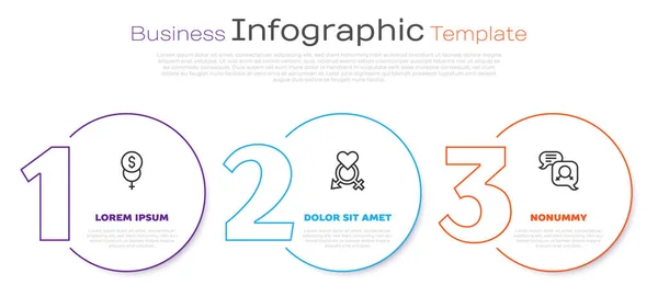 Set line Feminism finance, Gender and equality. Business infographic template. Vector — Stock Vector