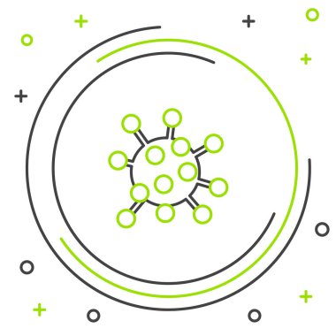 Beyaz arkaplanda çizgi bakteri simgesi izole edildi. Bakteriler ve mikroorganizmalar, sebep olan mikroorganizma hastalıkları, hücre kanseri, mikrop, virüs, mantar. Renkli taslak konsepti. Vektör.