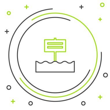 Beyaz arkaplanda boş çizgi tahta tabela simgesi izole edildi. Renkli taslak konsepti. Vektör.